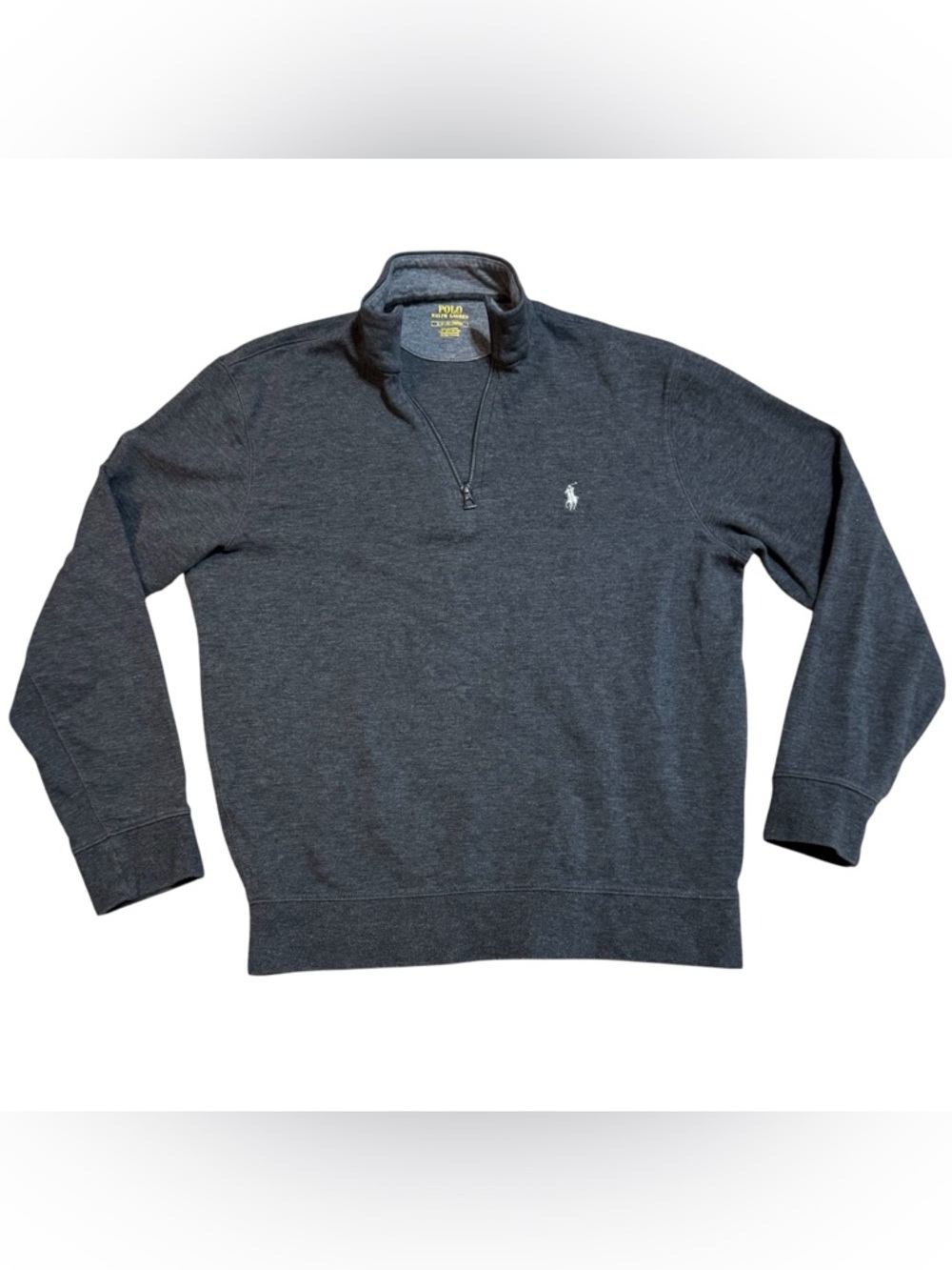Polo by Ralph Lauren Charcoal Gray Quarter-Zip Sweatshirt Ivory Polo